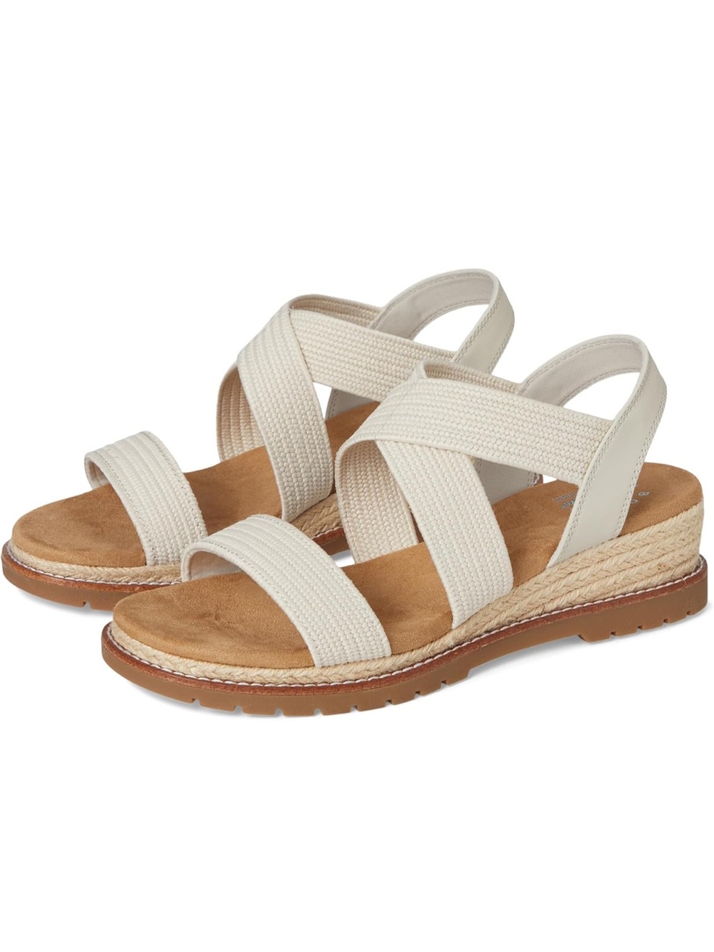 Skechers Bob’s Women's Beige Crisscross Elastic Wedge Sandals | Desert Chill